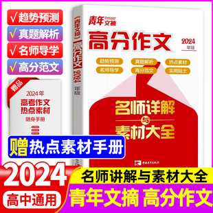 青年文摘高考高分作文热点素材高一 2024新版 高中生议论文经典 三语文作文素材大全高考满分作文书通用版 人物热点核心素养范文 二