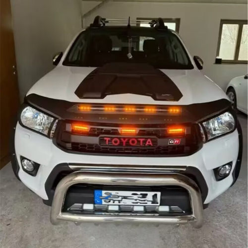 适用于15-18年海拉克斯HILUX REVO改装GR标带灯中网前脸装饰网