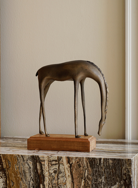 古铜瘦马新中式玄关摆件