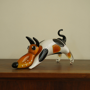 饰品摆件家居饰品 客厅玄关酒柜装 ladylike 简约北欧古法琉璃小狗