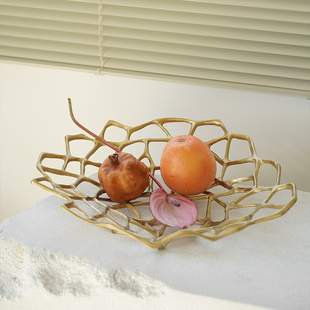 ladylike 水果盘北欧创意 家用客厅果盘零食盘 现代轻奢黄铜托盘