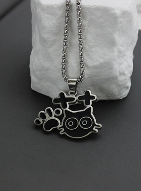 原创喵喵项链个性小众设计可爱嘻哈小黑猫项链小礼物挂件