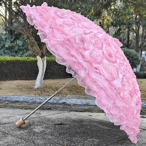 太阳伞立体花蕾丝黑胶防紫外线