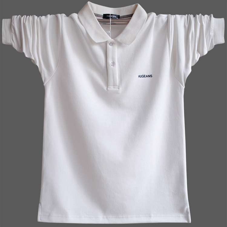 秋季男装纯棉翻领简约中年男士商务长袖T恤加肥加大码爸爸装