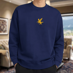 2026春季新款圆领卫衣宽松版型时尚潮流金色飞马毛圈棉大码卫衣