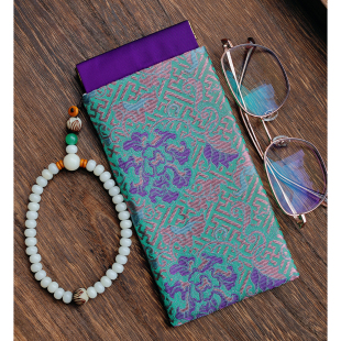 紫色宝相花高级感中国风菩提手腕墨镜收纳袋近视镜男女款 眼镜袋