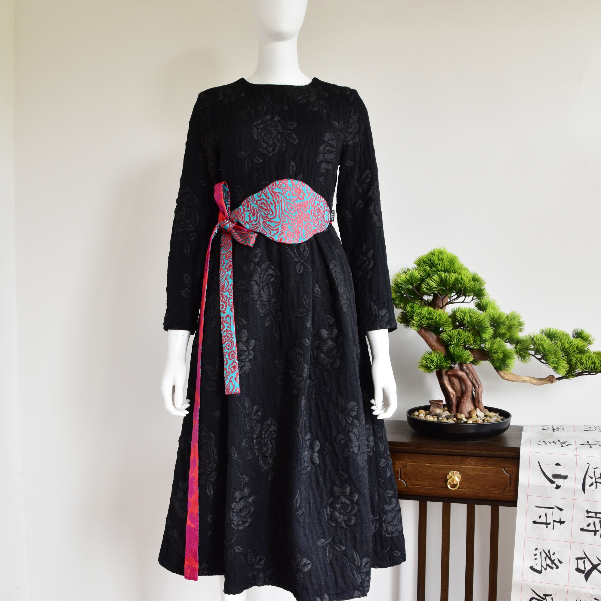 西府海棠复古纹样撞色双面戴中国风优雅飘逸衣裙装饰腰封汉服腰封