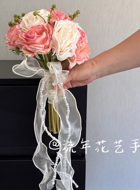 流年花艺手作小众高级感ins风领证婚礼diy新款玫瑰领证毕业花束