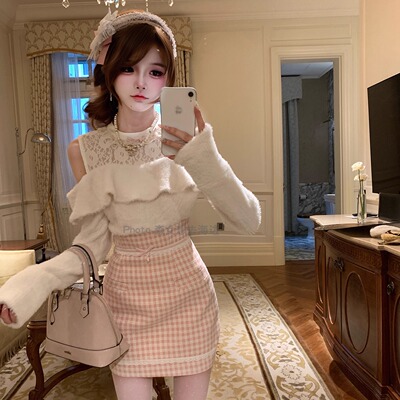 日系甜美清楚系连衣裙秋冬短修身