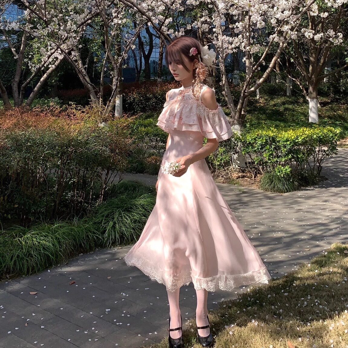 森女系原创想去海边 绯樱漫舞 清楚系温柔甜美长款连衣裙