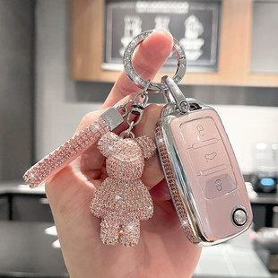 适用大众速腾钥匙套宝来途观朗逸探途岳车扣帕萨特CC迈腾凌度女壳