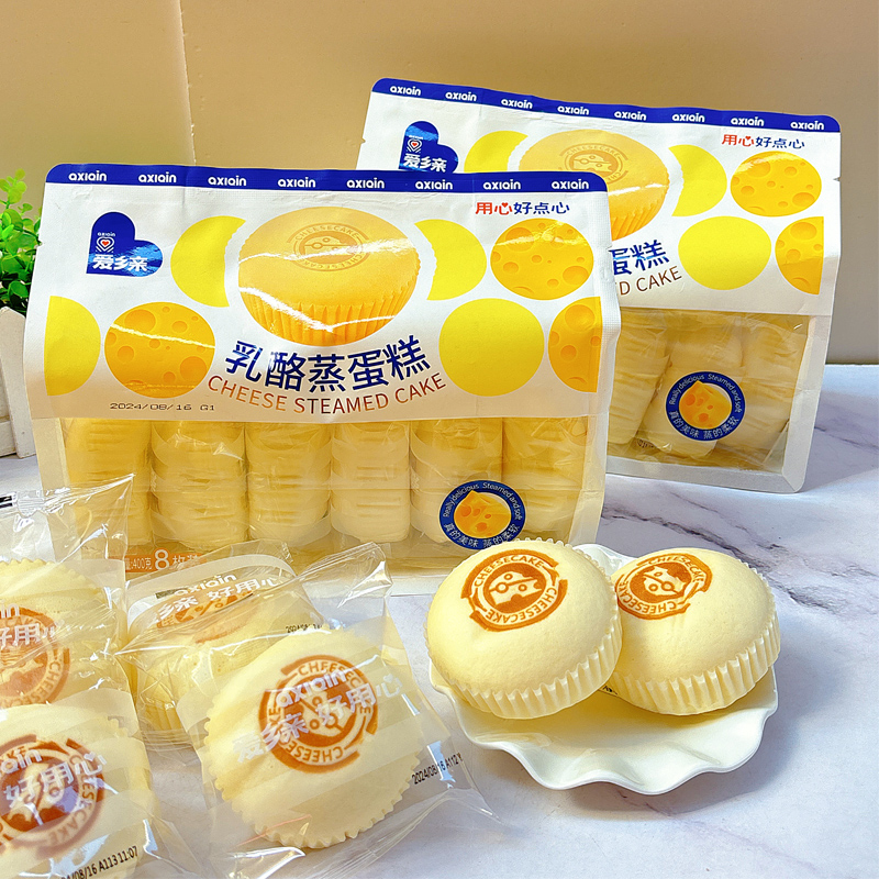 爱乡亲乳酪蒸蛋糕360克*2袋独立小包装柔软蛋糕零食休闲食品