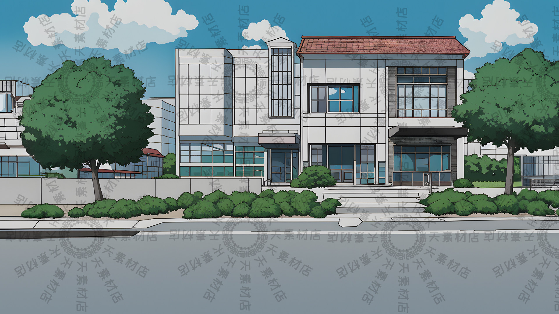 169张沙雕动画场景图片素材都市路边店路边街边店铺前店铺门口