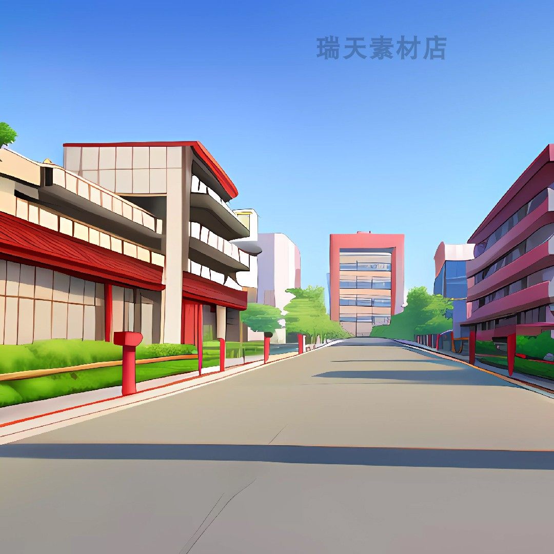 132张高质量高清沙雕都市动画场景图片素材现代学校小区门前门口