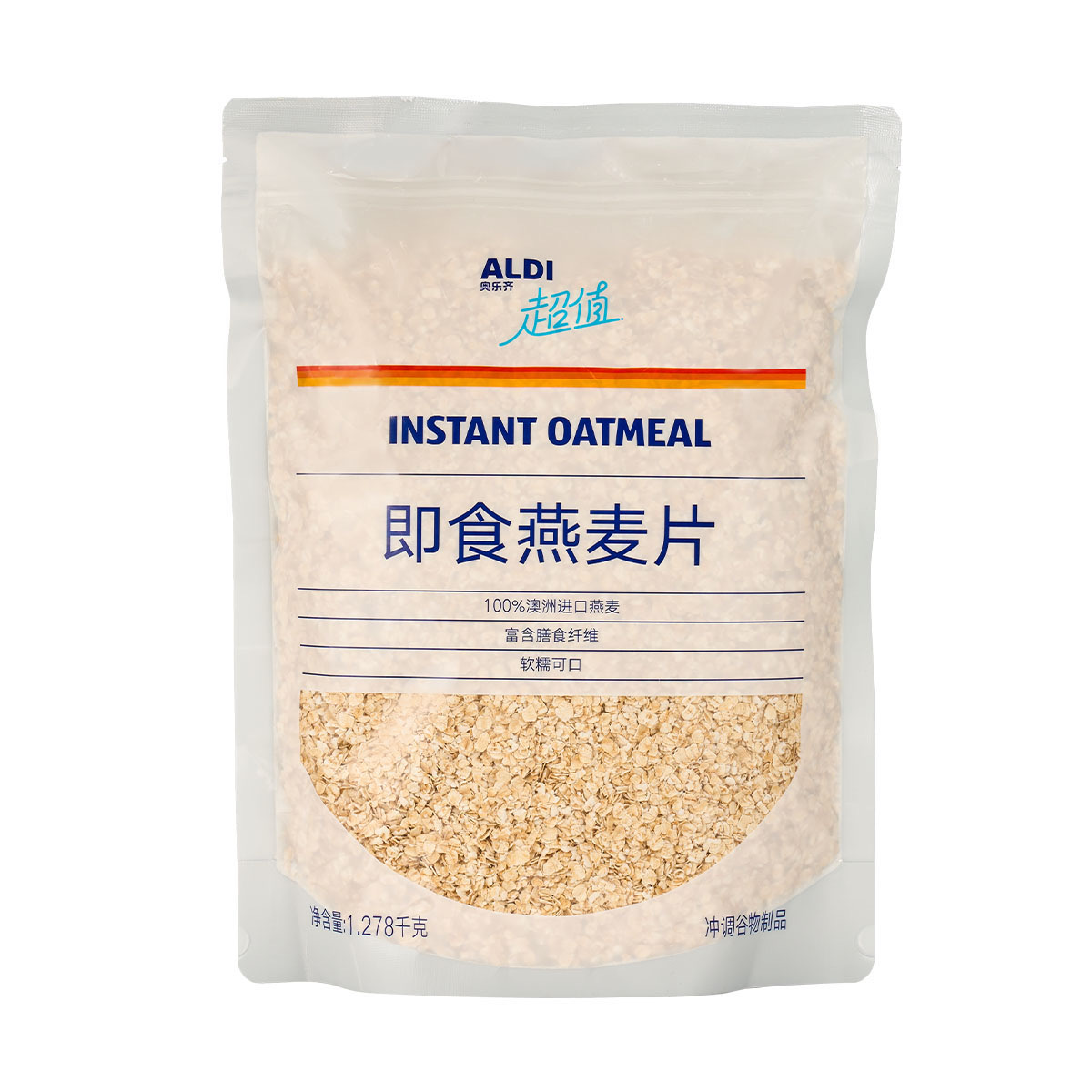 奥乐齐aldi 即食燕麦片 澳洲燕麦 高膳食纤维 便捷冲泡 1.2kg