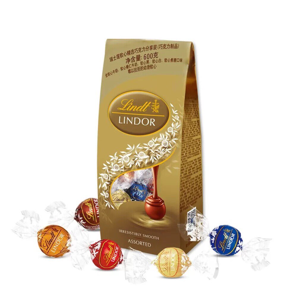 瑞士莲lindor 经典五口味软心巧克力球600g 袋装