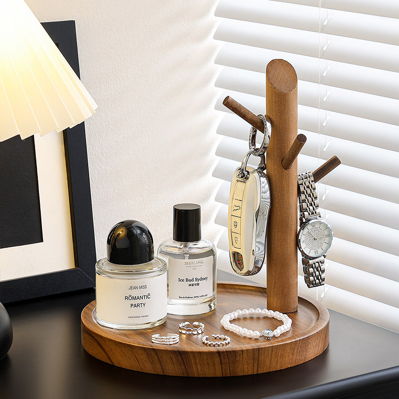 中古风玄关钥匙收纳摆件家用置物架入户挂钩木质首饰托盘轻奢高档,家居饰品,装饰摆件,淘宝优惠券,粉丝福利购,淘宝优惠卷