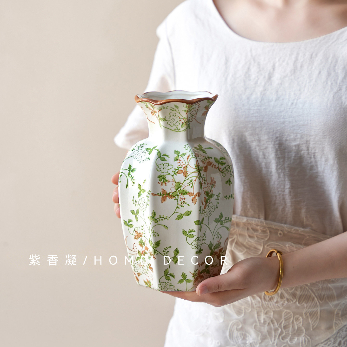 中古青花瓷陶瓷花瓶客厅插花摆件图片