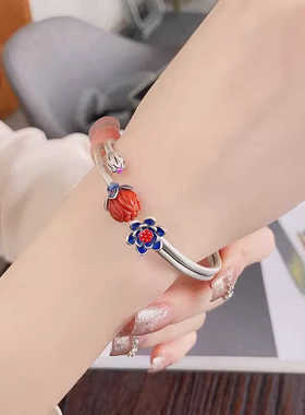 开口可调节莲蓬景泰蓝手镯百搭