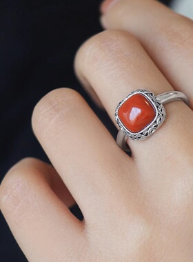 925银复古做旧民族风方糖戒指