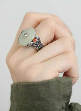 新中式复古平安扣戒指环