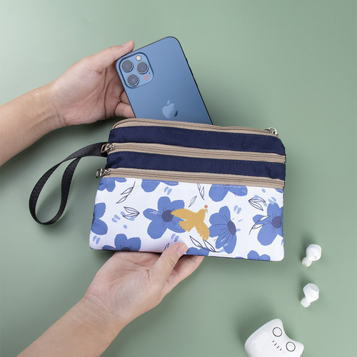 可爱碎花多拉链便携手机包