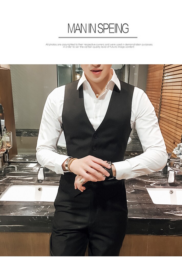 TZ01-P90男士修身纯色工装服正装黑色马甲西裤两件套装大码,男装西裤,星座1613