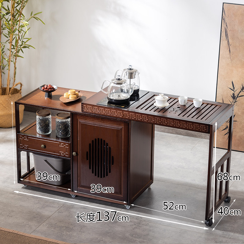 旋转茶桌可移动百变侧边收纳