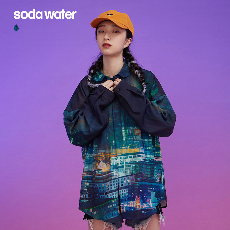SODA女装|2020秋季新款潮牌街头网红款城市印花宽松女款 长袖衬衫在类目 女装/女士精品, 衬衫中 - 来自Buy2taobao.com提供专业的淘宝代购服务