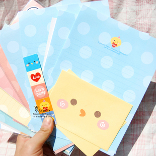 韩国进口可爱卡通动物小信纸信封套装清新简约节日祝福留言信笺纸