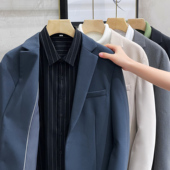 高级感小西装 修身 男休闲西服套装 春秋季 单西外套 秋装 垂感男士 韩版