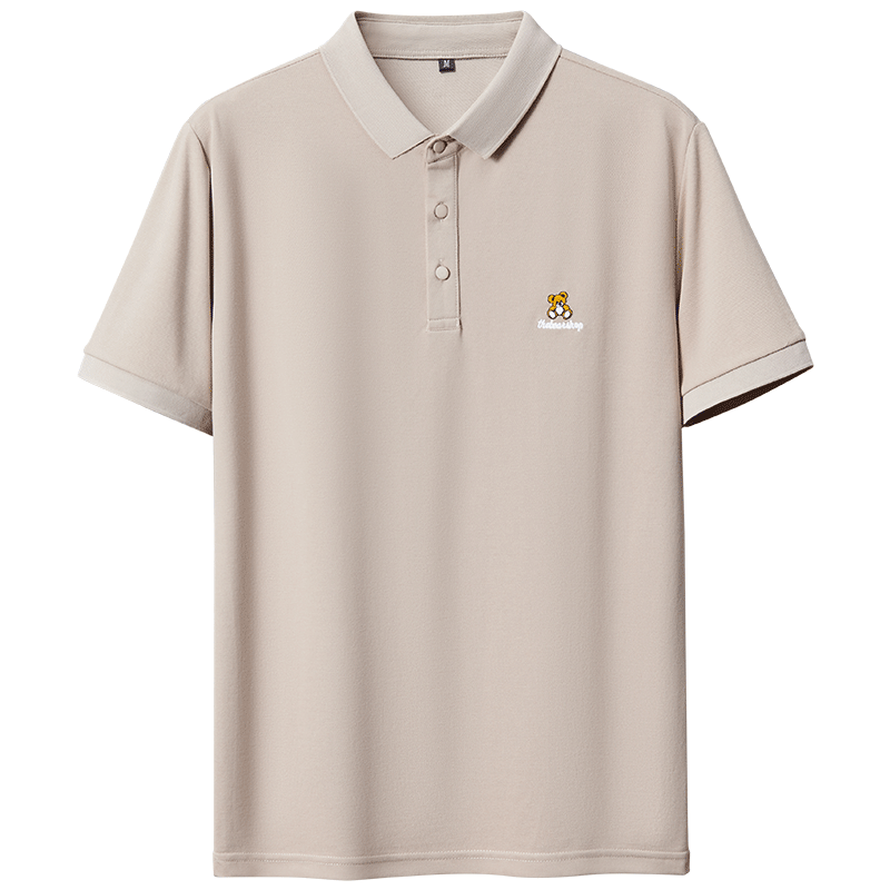 2025夏季简约小熊刺绣翻领高端Polo衫男