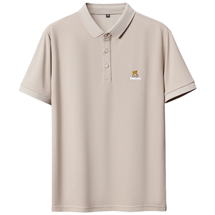 2025夏季简约小熊刺绣翻领高端Polo衫男潮牌新款带领t恤男士短袖