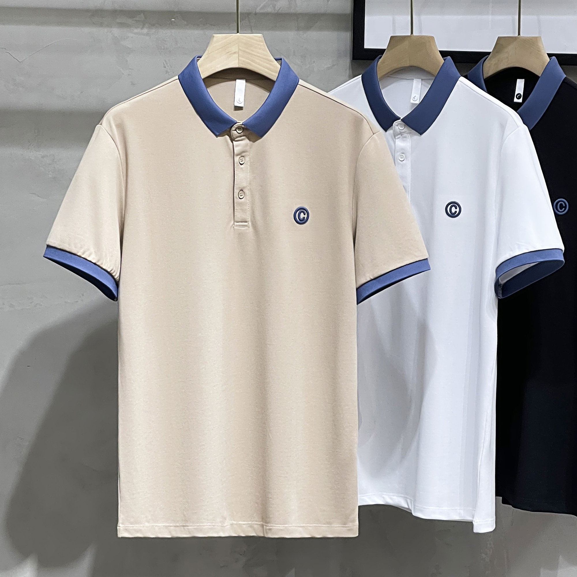 简约刺绣polo衫男士短袖韩版修身百搭学生有领t恤男夏季潮牌时尚