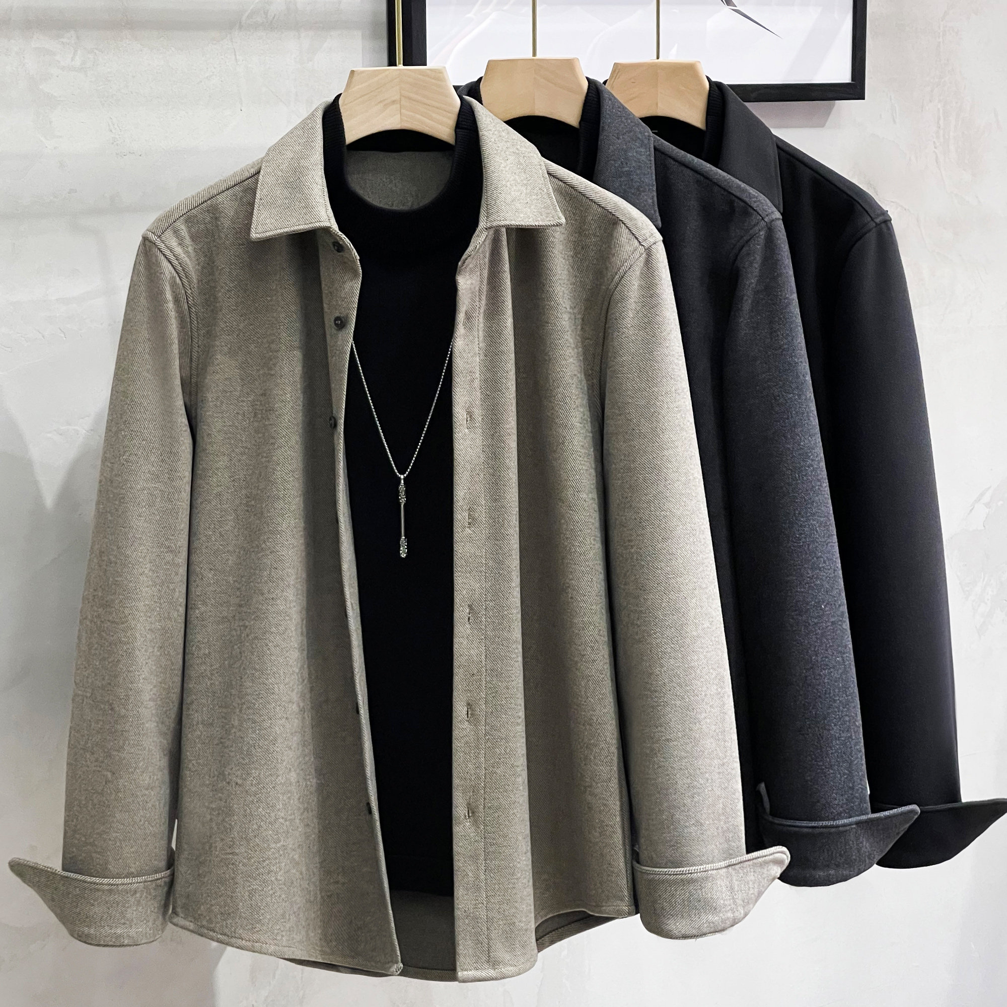 秋冬假两件毛衣男修身衬衫韩版潮流长袖针织打底衫商务休闲轻熟风