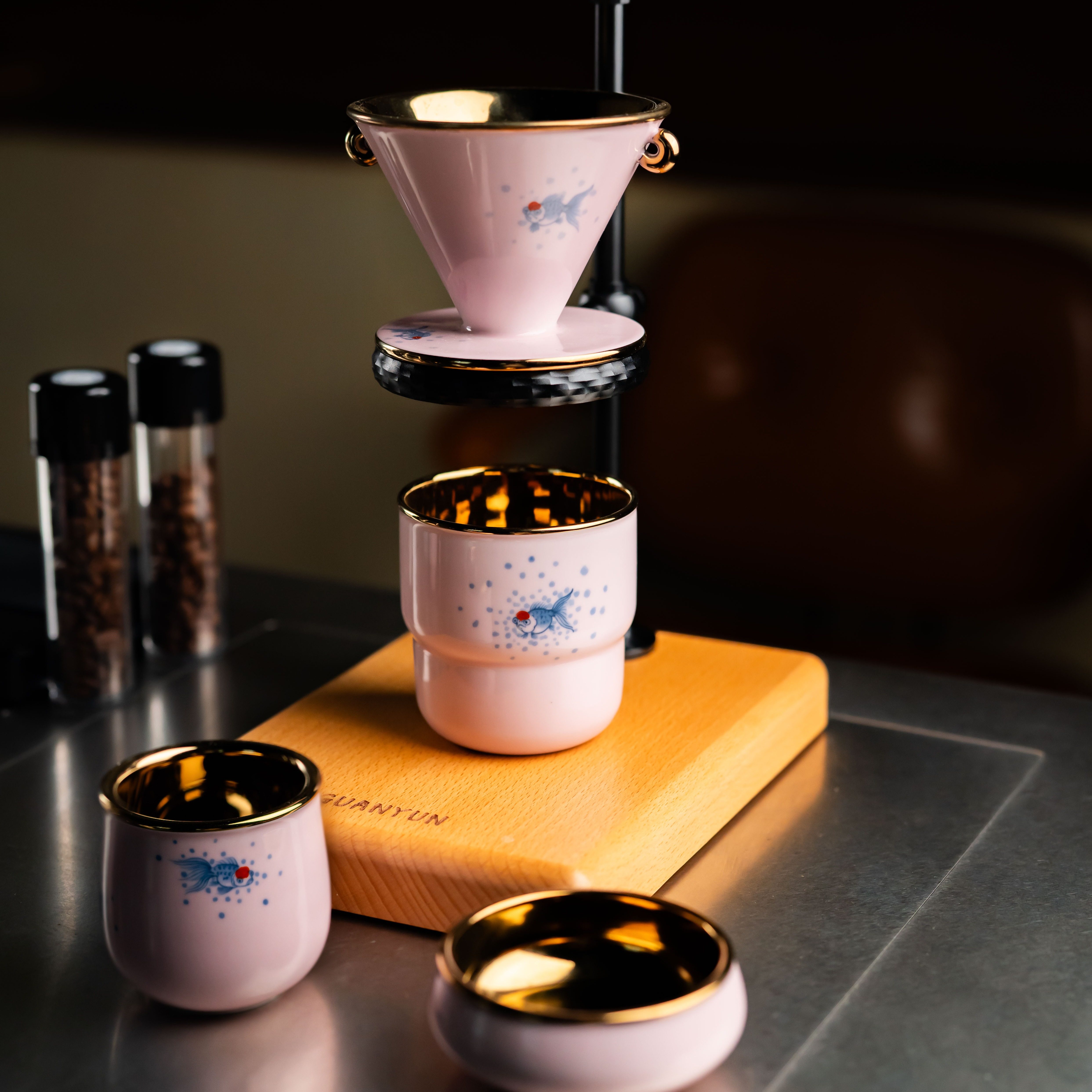 观云听雨金粉世家景德镇陶瓷钛杯手冲咖啡杯/V60滤杯/滴滤台合集图片