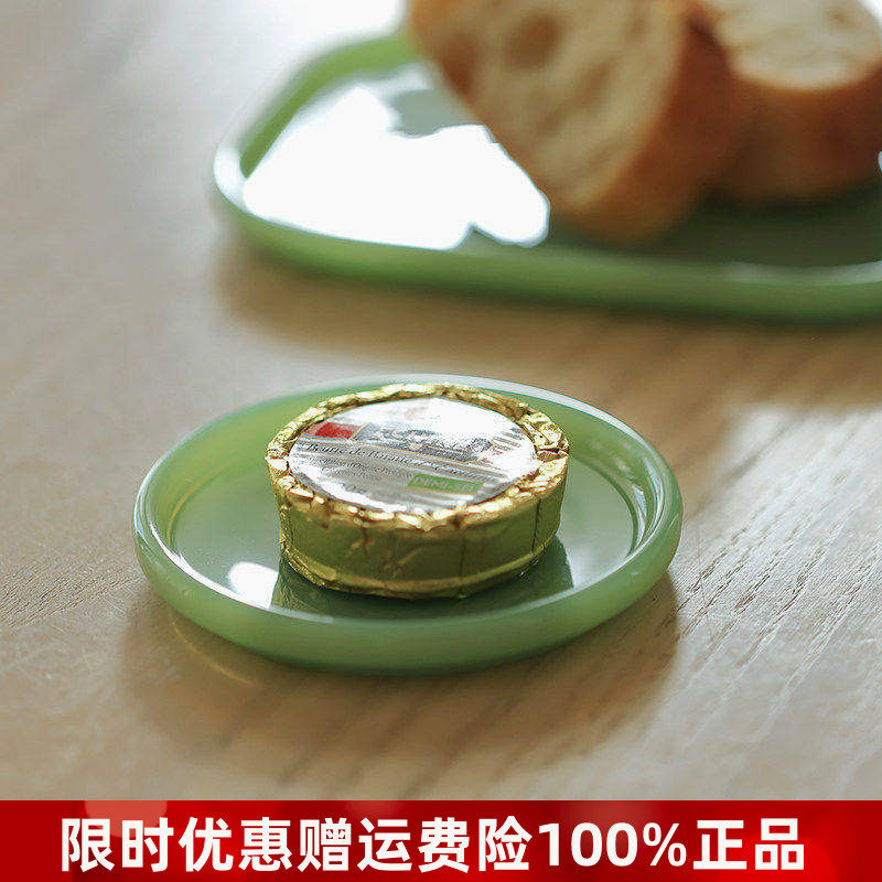 利快日本进口复古牛奶玻璃盘子水果盘家用客厅玻璃干果茶几摆盘
