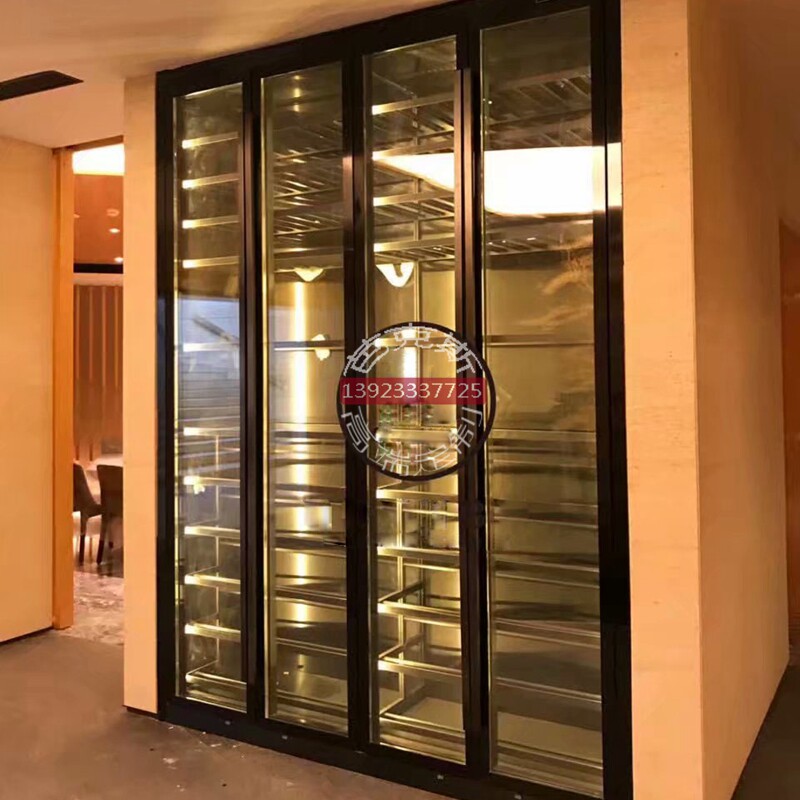 订制家庭餐厅吧台不锈钢展示酒柜 红酒白酒洋酒茶叶恒温冷藏 每方