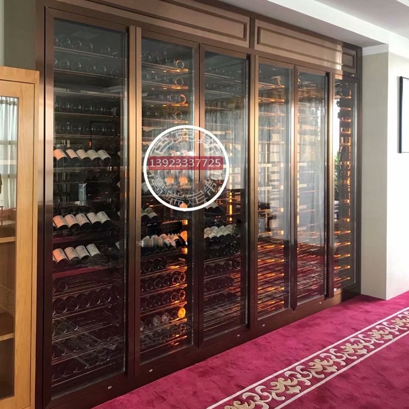 订制家庭厅堂不锈钢大展示酒柜 红酒白酒洋酒茶叶窖藏展示柜每方