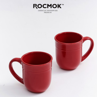 复古咖啡杯女早餐杯高颜值简约水杯陶瓷杯子 ROCMOK勃艮第红美式