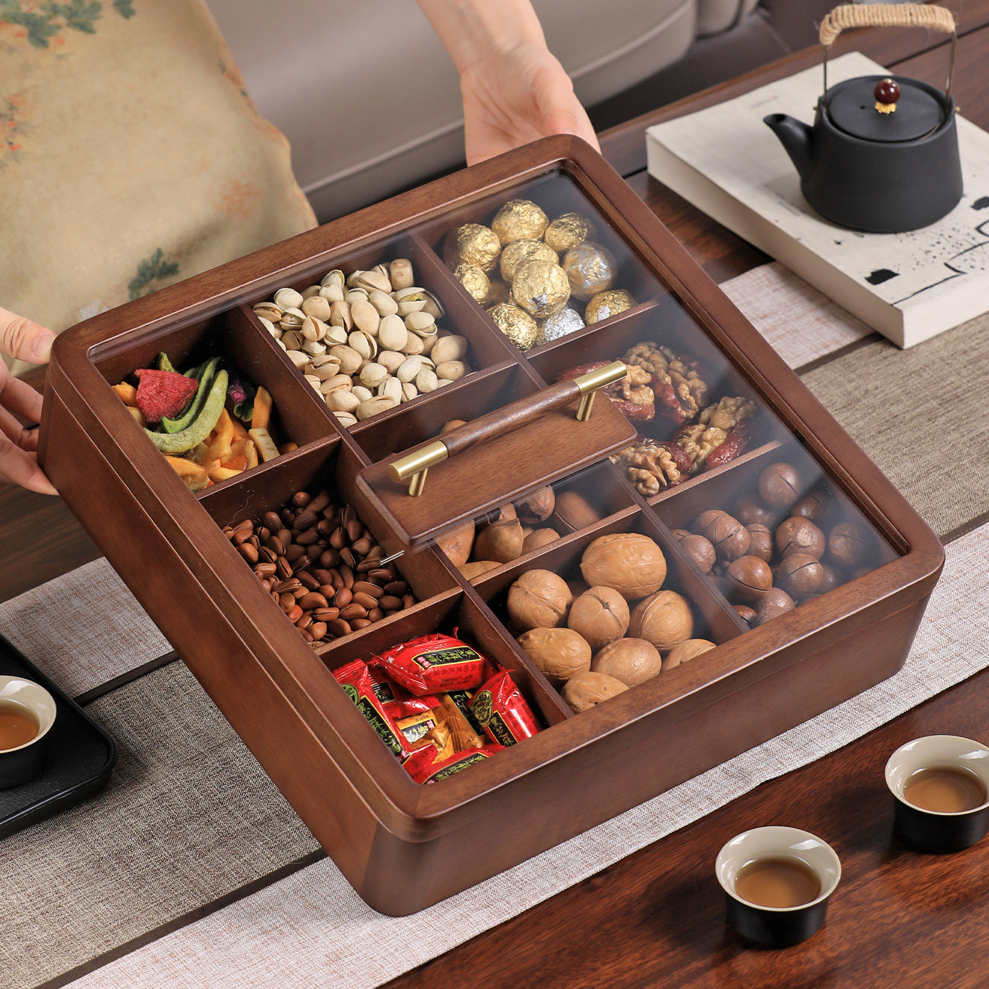 九宫格干果盒客厅茶几家用高端精致高颜值干果盘糖果盒零食摆放盘,餐饮具,果盆/果盘/果篮,淘宝优惠券,粉丝福利购,淘宝优惠卷