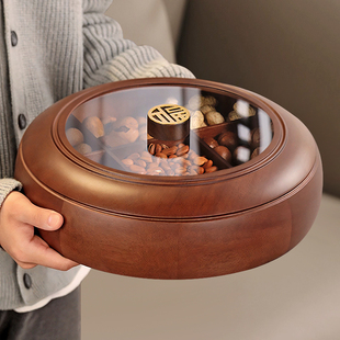 轻奢实木干果盒高端精致高颜值坚果零食收纳盒客厅家用水果糖果盘