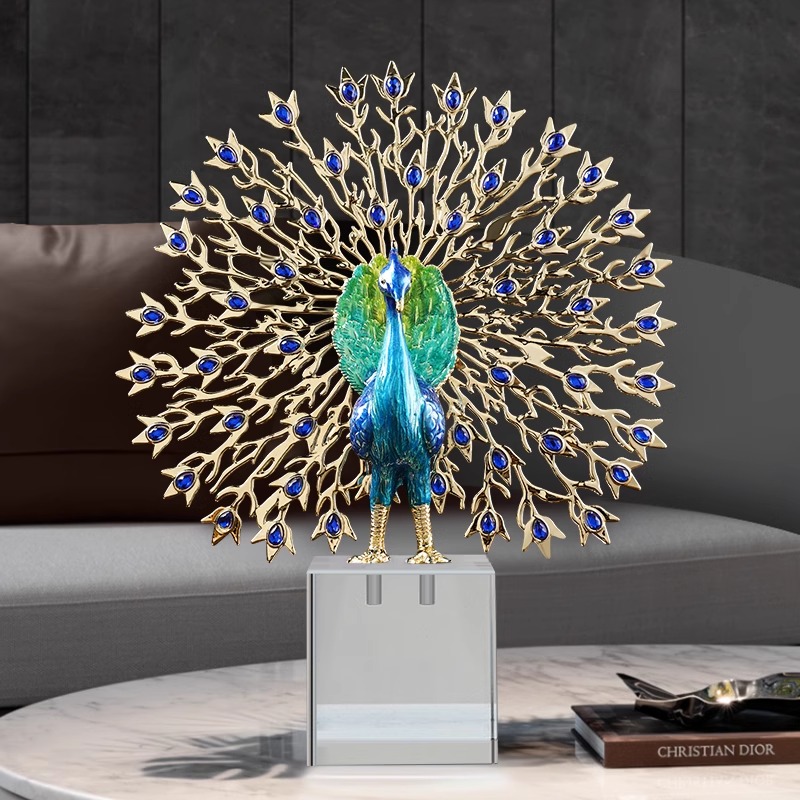 轻奢珐琅彩！高档家居孔雀摆件