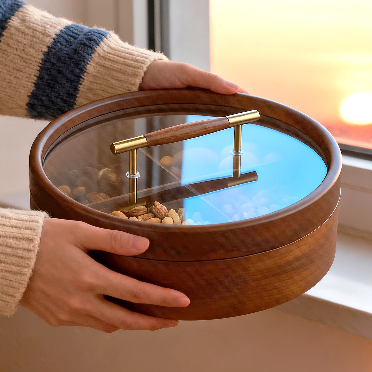 实木干果盘客厅茶几家用高端精致高颜值瓜子坚果盒零食收纳水果盘,餐饮具,果盆/果盘/果篮,淘宝优惠券,粉丝福利购,淘宝优惠卷