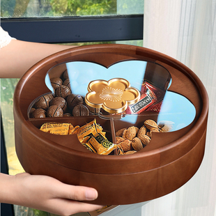 四宫格实木干果盒家用坚果盒2025新款轻奢高档客厅茶几零食摆放盘