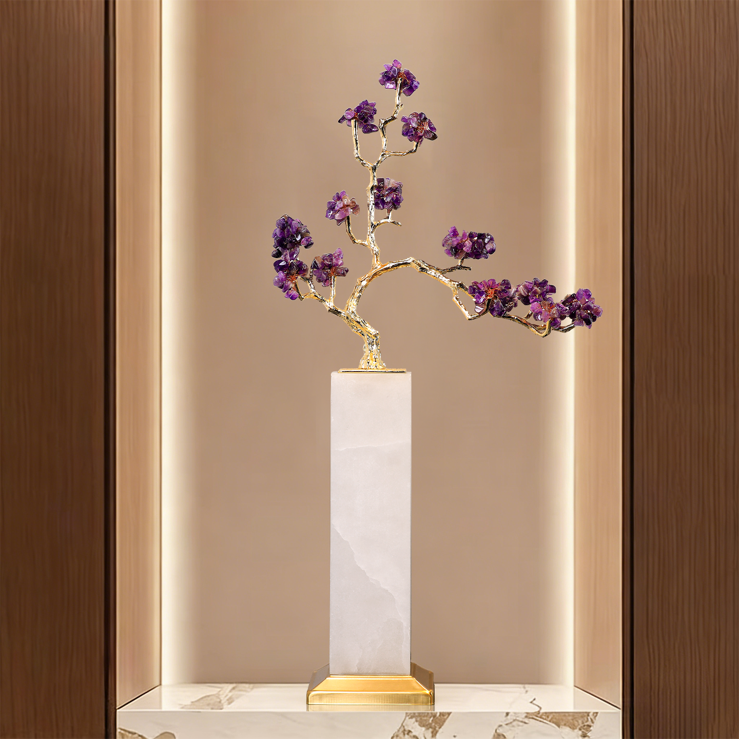 迎客松细高摆件紫晶客厅入户玄关电视柜高级感轻奢高档艺术装饰品,家居饰品,装饰摆件,淘宝优惠券,粉丝福利购,淘宝优惠卷