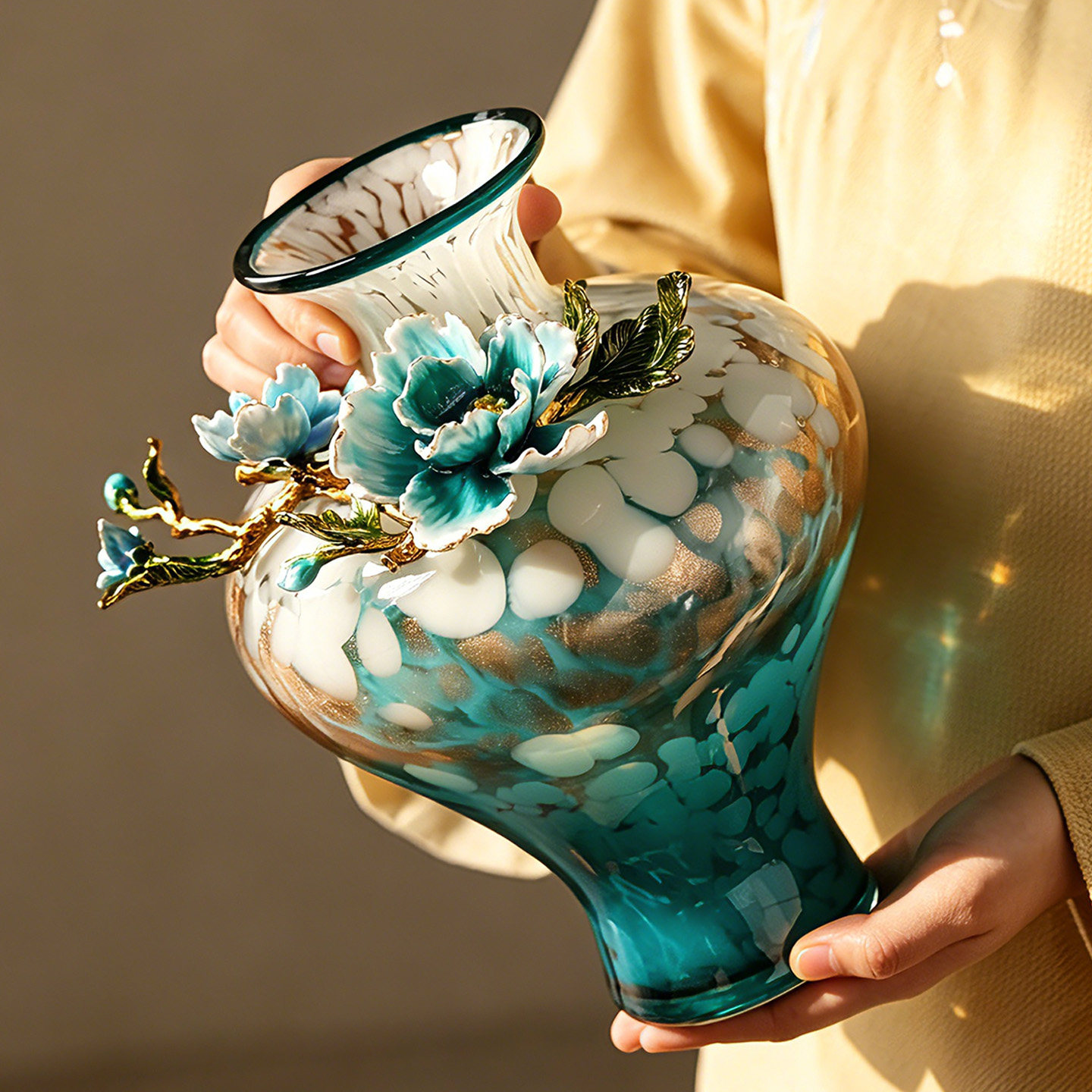 艺术玻璃花瓶法式餐桌花器高级感