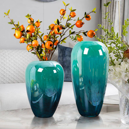 高端大气高档艺术大号玻璃花瓶摆件轻奢客厅高级感插花装饰品欧式