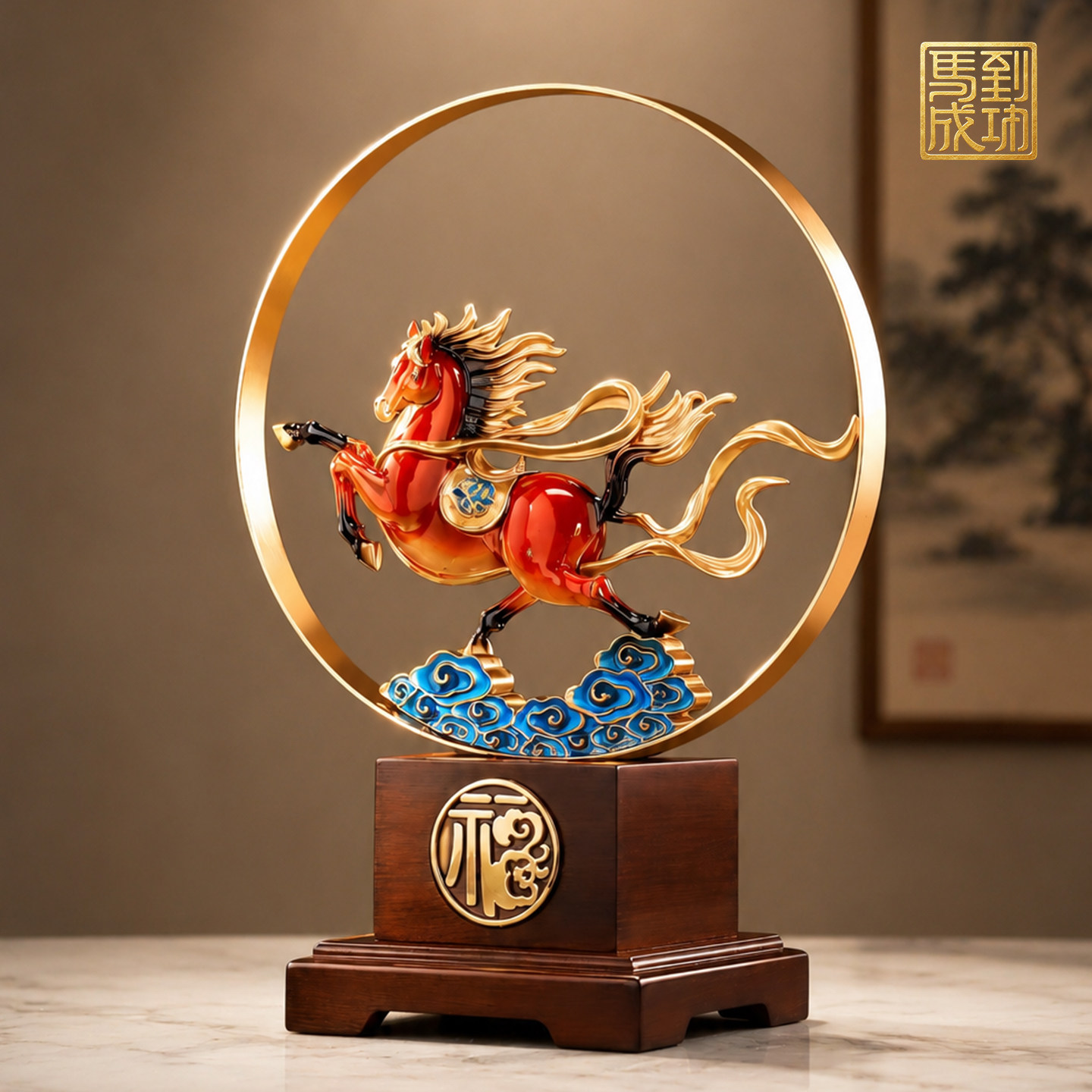 新中式马踏祥云桌面摆件