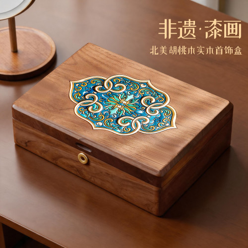 【手绘漆画】北美黑胡桃木首饰盒